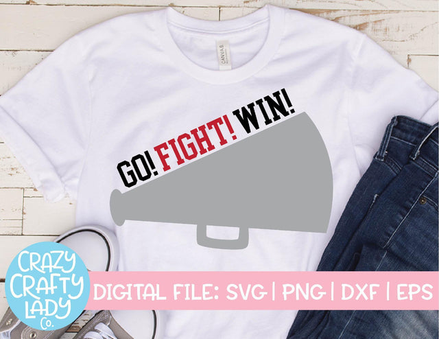 Go Fight Win | Cheerleader SVG Cut File SVG Crazy Crafty Lady Co. 