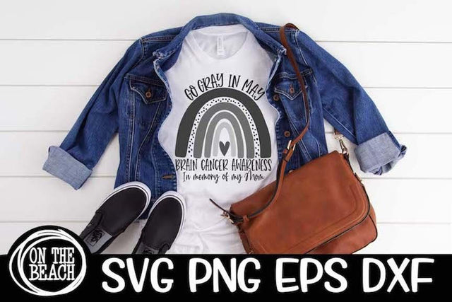 Go Gray In May | Brain Cancer Awareness SVG | Rainbow SVG PNG EPS DXF Sublimation Cutting File SVG On the Beach Boutique 