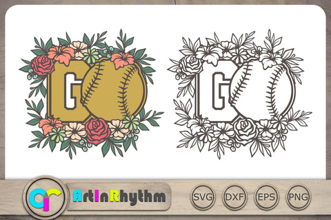 Go Svg, Floral Softball Svg, Softball Svg, Softball Svg Files, Sports Svg SVG Artinrhythm shop 