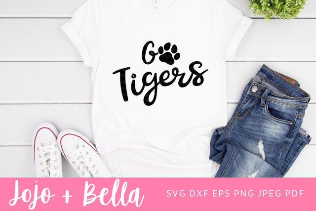 Go Tigers Svg, Tigers Football Svg, Football Svg, Paw Print SVG T-shirt designs, Tigers Mascot Svg, Cheerleader Svg, Tigers Shirt Svg, Svg Files For Cricut, Sublimation Designs Downloads SVG Jojo&Bella 