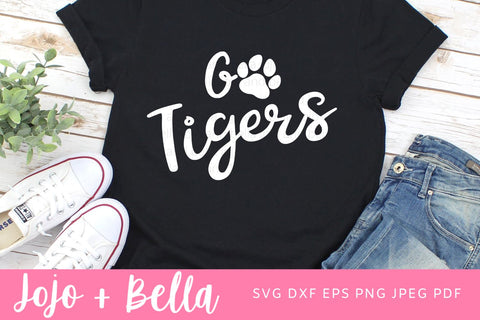 Go Tigers Svg, Tigers Football Svg, Football Svg, Paw Print SVG T-shirt designs, Tigers Mascot Svg, Cheerleader Svg, Tigers Shirt Svg, Svg Files For Cricut, Sublimation Designs Downloads SVG Jojo&Bella 