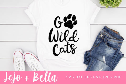 Go Wildcats Svg, Wildcats Football Svg, Football Svg, Paw Print SVG T-shirt designs, Wildcats Mascot Svg, Cheerleader Svg, Wildcats Shirt Svg, Svg Files For Cricut, Sublimation Designs Downloads. SVG Jojo&Bella 