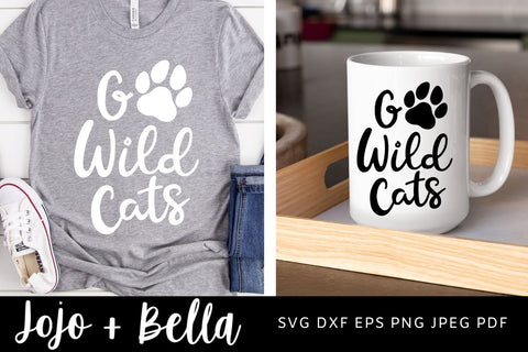 Go Wildcats Svg, Wildcats Football Svg, Football Svg, Paw Print SVG T-shirt designs, Wildcats Mascot Svg, Cheerleader Svg, Wildcats Shirt Svg, Svg Files For Cricut, Sublimation Designs Downloads. SVG Jojo&Bella 