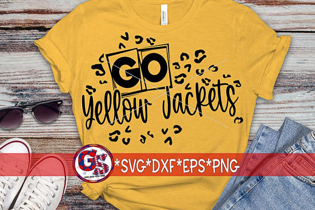 Go Yellow Jackets Leopard Print SVG DXF EPS PNG SVG Greedy Stitches 