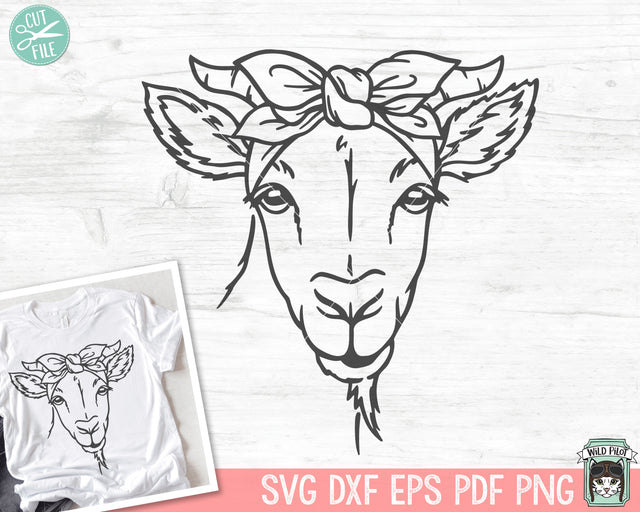 Goat Bandana SVG, Goat SVG file, Goat cut file, Goat with Bandana svg, Bandana Goat svg, Animal Face svg, Farm Animals svg, I love goats svg, goat lover svg SVG Wild Pilot 