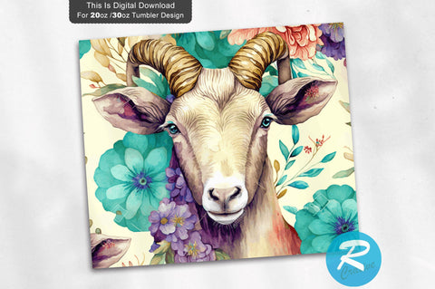 Goat Floral Seamless 20 oz / 30 oz Tumbler PNG Sublimation Regulrcrative 