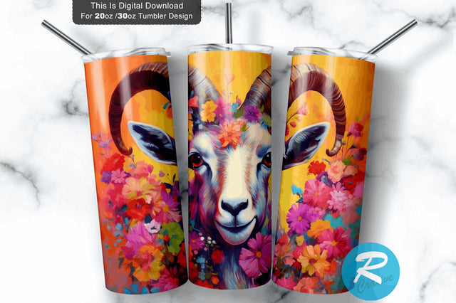 Goat Flowers 20 oz / 30 oz Skinny Tumbler Sublimation Regulrcrative 