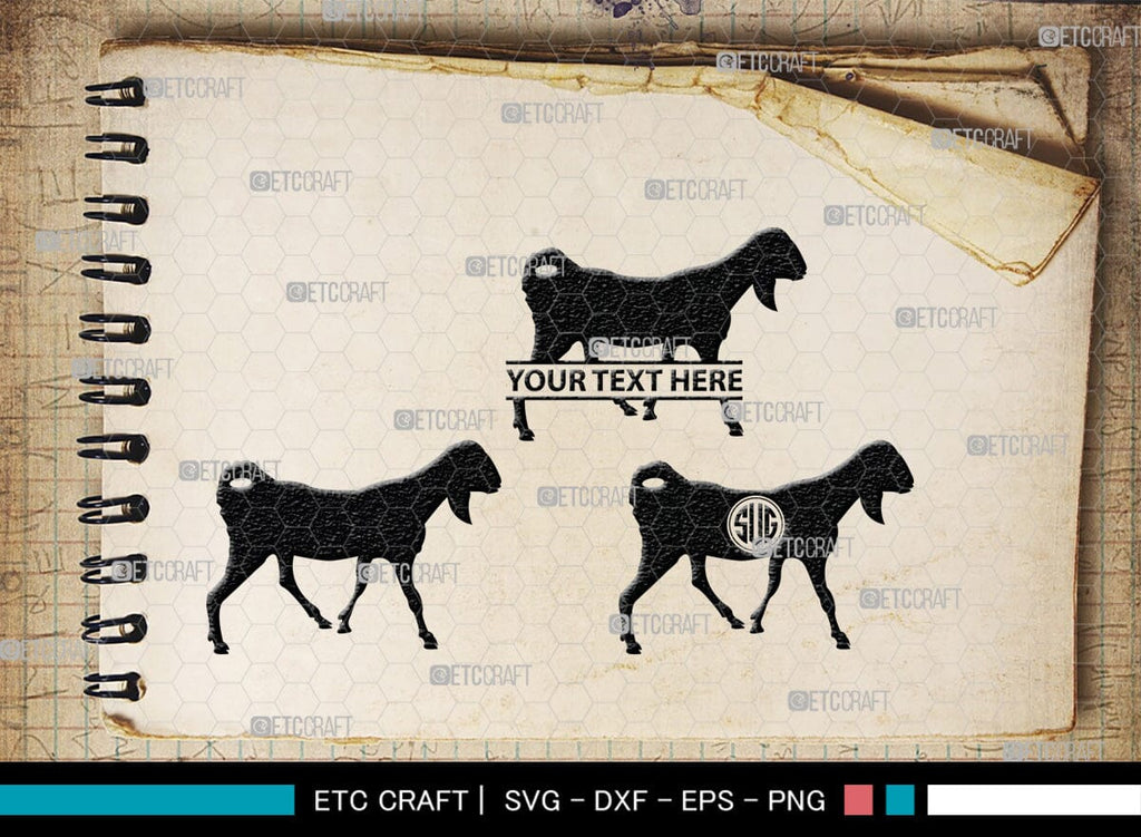 Goat Monogram, Goat Silhouette, Goat SVG, Show Goat Svg, Farm Animal ...