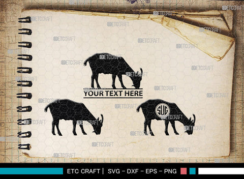 Goat Monogram, Goat Silhouette, Goat SVG, Show Goat Svg, Farm Animal Svg, Boer Goat Svg, SB00271 SVG ETC Craft 