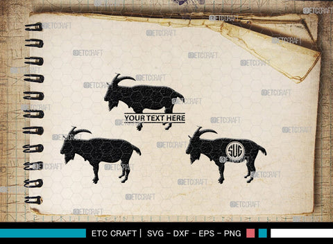 Goat Monogram, Goat Silhouette, Goat SVG, Show Goat Svg, Farm Animal Svg, Boer Goat Svg, SB00271 SVG ETC Craft 