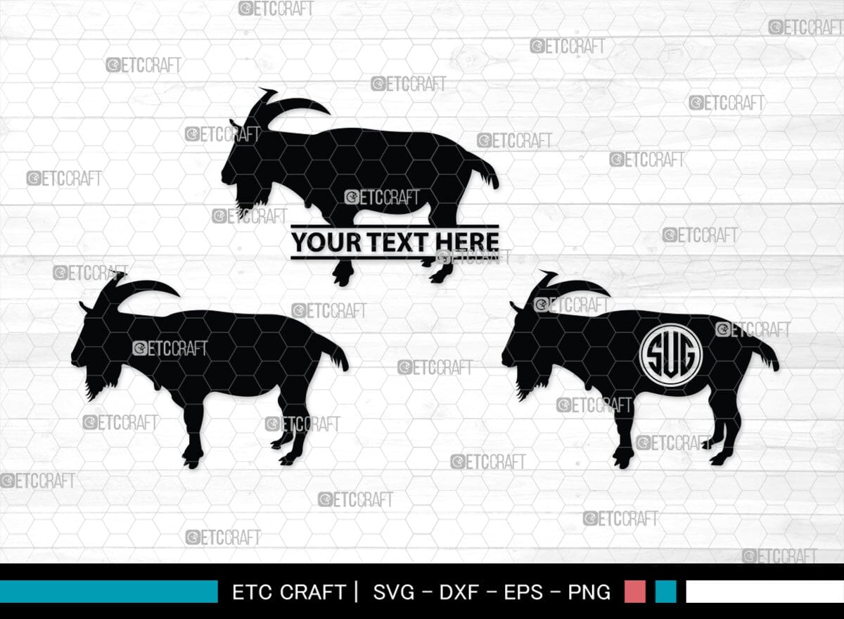 Goat Monogram, Goat Silhouette, Goat SVG, Show Goat Svg, Farm Animal ...