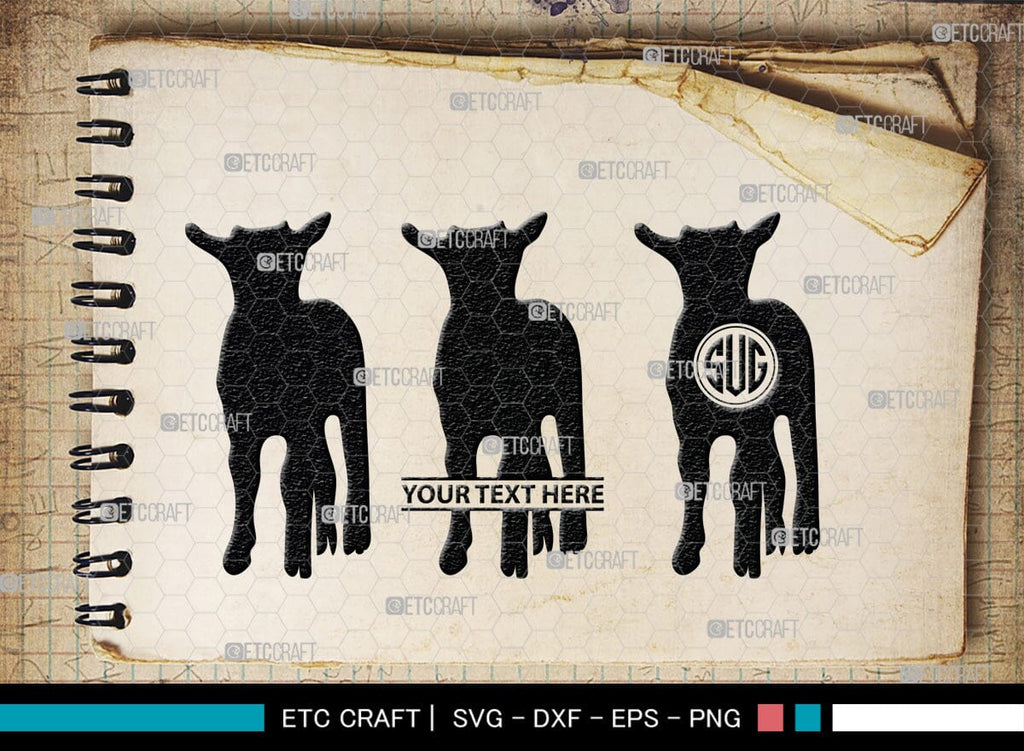 Goat Monogram, Goat Silhouette, Goat SVG, Show Goat Svg, Farm Animal ...