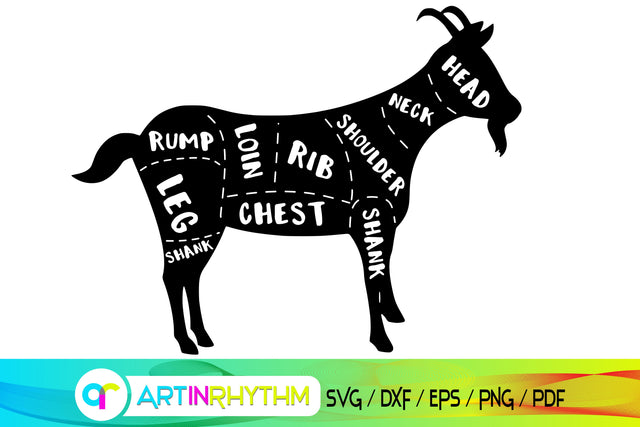 goat svg, meat svg, meat cuts, butcher svg, butchers cut SVG Artinrhythm shop 