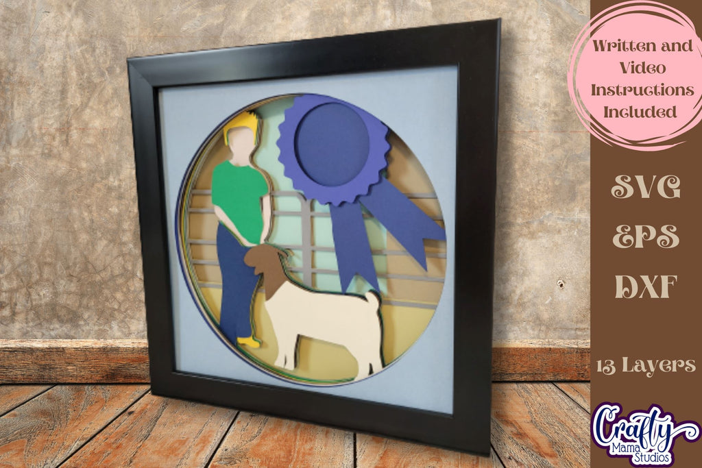 Goat Svg Shadow Box, 3D Layered Goat Competition Cut File - So Fontsy