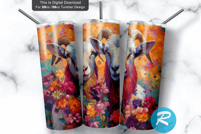 Goats Flowers Colorful 20 oz / 30 oz Skinny Tumbler Sublimation Regulrcrative 