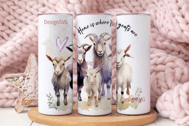 Goats Home Cute Funny, Country Western Southern 20 Oz Skinny Sublimation Tumbler Wrap Digital Design PNG File Download Sublimation DesignSVG 
