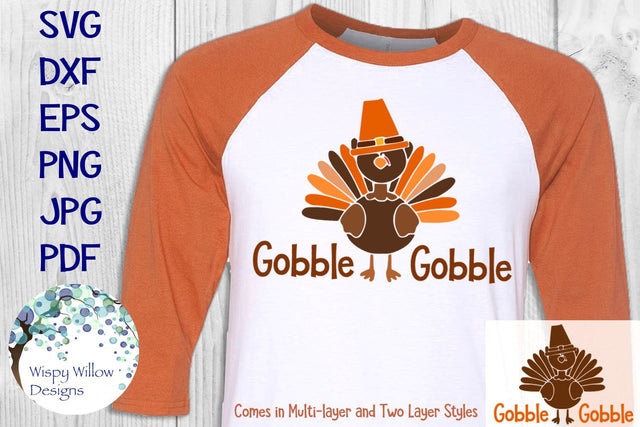 Gobble Gobble | Thanksgiving Turkey SVG Wispy Willow Designs 