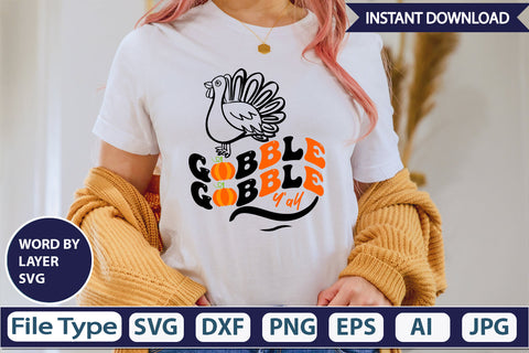Gobble Gobble Y'all SVG Cut File SVG DesignPlante 503 