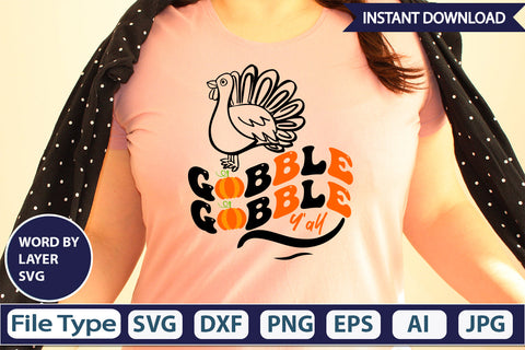 Gobble Gobble Y'all SVG Cut File SVG DesignPlante 503 