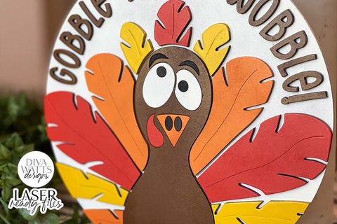 Gobble 'Til You Wobble Glowforge SVG | Thanksgiving Laser Design SVG Diva Watts Designs 