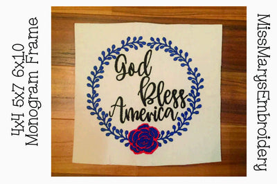 God Bless America Embroidery Wreath Embroidery/Applique MissMarysEmbroidery 