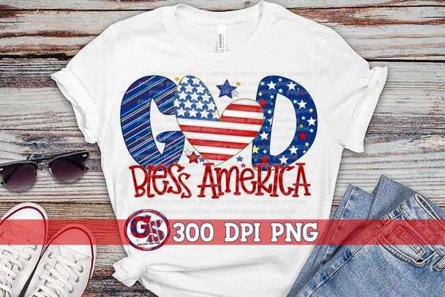 God Bless America PNG for Sublimation-July 4th PNG Sublimation Greedy Stitches 