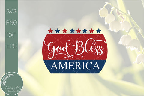 God Bless America- Round Patriotic Sign Svg SVG Linden Valley Designs 