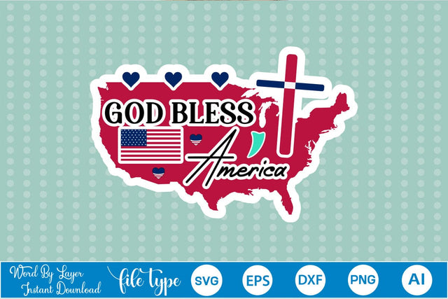 God Bless America Sticker SVG SVGs,Quotes and Sayings,Food & Drink,On Sale, Print & Cut SVG DesignPlante 503 