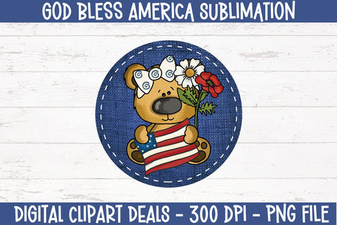 God Bless America Sublimation Design - Patriotic Sublimation PNG Design Sublimation Digital Clipart Deals 