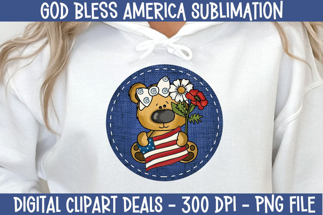 God Bless America Sublimation Design - Patriotic Sublimation PNG Design Sublimation Digital Clipart Deals 