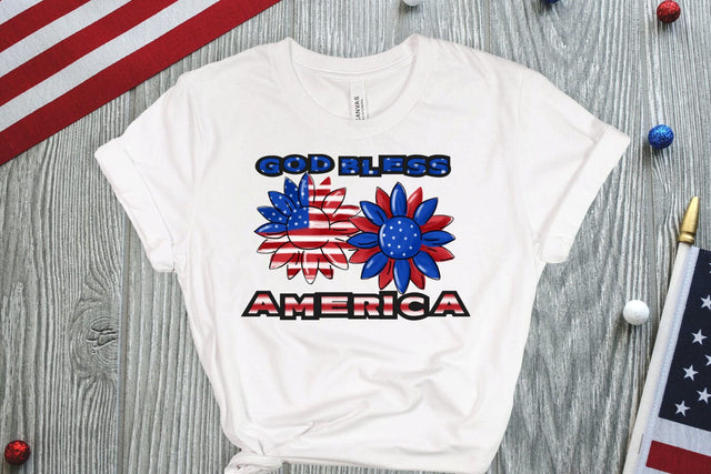 God Bless America Sunflowers Sublimation Sublimation QueenBrat Digital Designs 