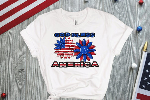 God Bless America Sunflowers Sublimation Sublimation QueenBrat Digital Designs 