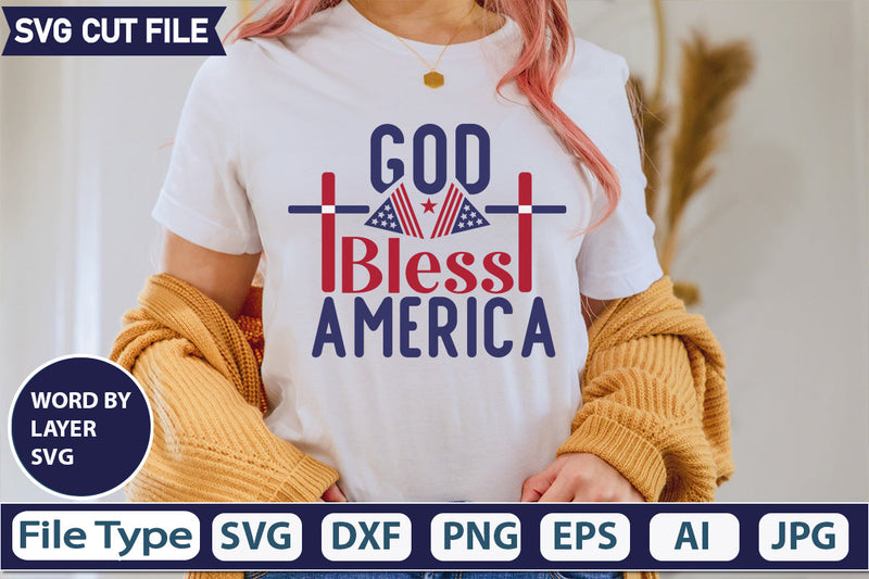 God Bless America Svg Cut File,SVGs,quotes-and-sayings,food-drink,mini-bundles,print-cut,on-sale, SVG DesignPlante 503 