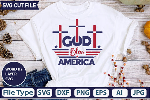 God Bless America Svg Cut File,SVGs,quotes-and-sayings,food-drink,mini-bundles,print-cut,on-sale, SVG DesignPlante 503 