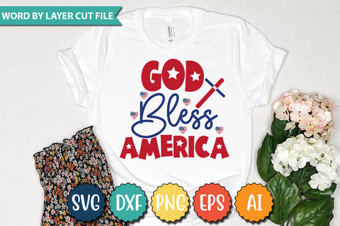God Bless America SVG Cut File,SVGs,quotes-and-sayings,food-drink,mini-bundles,print-cut,on-sale,Clipart Clip Art Sublimation or Vinyl Shirt Design SVG DesignPlante 503 