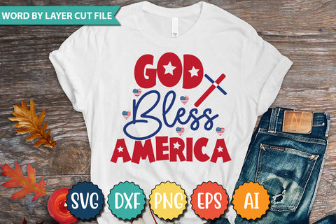God Bless America SVG Cut File,SVGs,quotes-and-sayings,food-drink,mini-bundles,print-cut,on-sale,Clipart Clip Art Sublimation or Vinyl Shirt Design SVG DesignPlante 503 