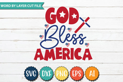 God Bless America SVG Cut File,SVGs,quotes-and-sayings,food-drink,mini-bundles,print-cut,on-sale,Clipart Clip Art Sublimation or Vinyl Shirt Design SVG DesignPlante 503 