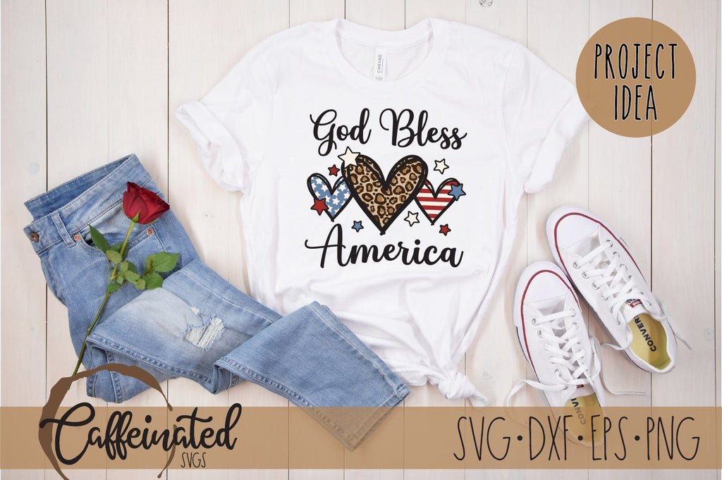 God Bless America SVG, Patriotic Hearts svg - So Fontsy