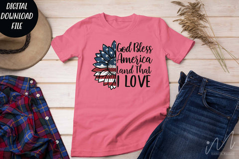 God bless America svg, Sunflower USA flag svg, 4th of July T shirt svg, Independence t shirt svg SVG Isabella Machell 