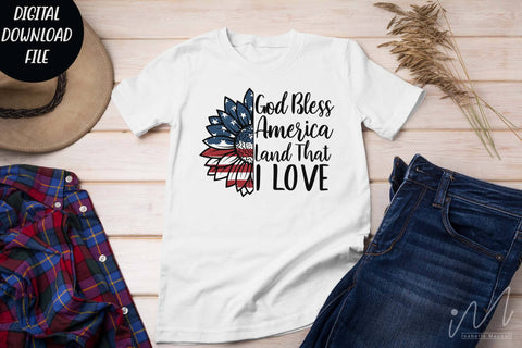 God bless America svg, Sunflower USA flag svg, 4th of July T shirt svg, Independence t shirt svg SVG Isabella Machell 