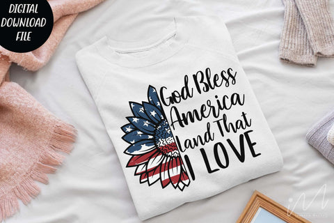 God bless America svg, Sunflower USA flag svg, 4th of July T shirt svg, Independence t shirt svg SVG Isabella Machell 
