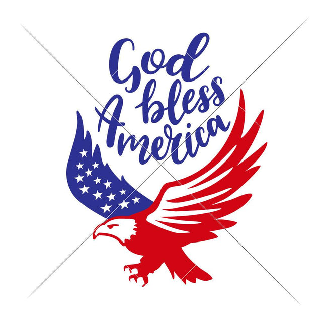 God bless America - USA American Patriotic - 4th of July SVG Chameleon Cuttables 