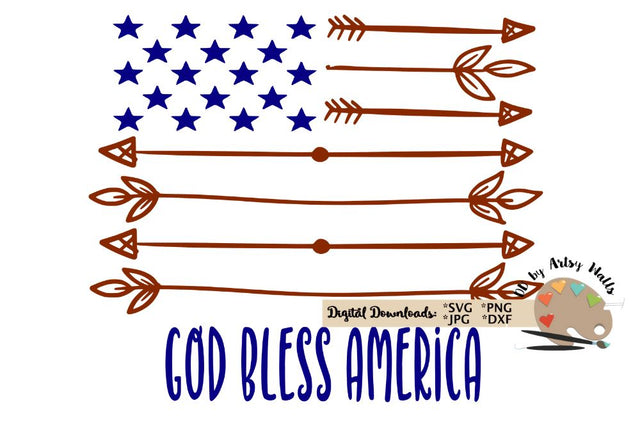 God Bless America - USA arrow flag - American arrow Flag - 4th of July shirt SVG The Artsy Spot 