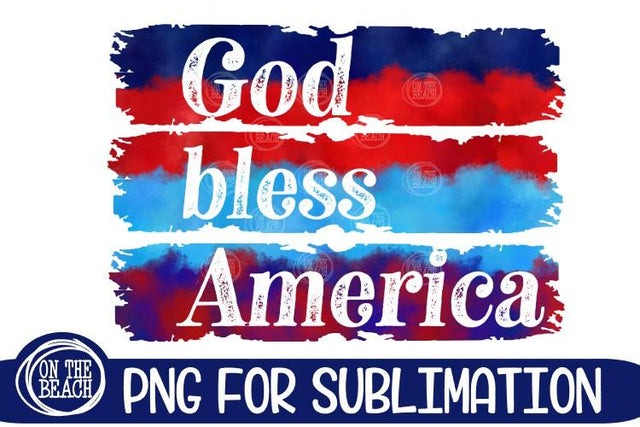 God Bless America - Watercolor 300 DPI PNG for Sublimation Sublimation On the Beach Boutique 