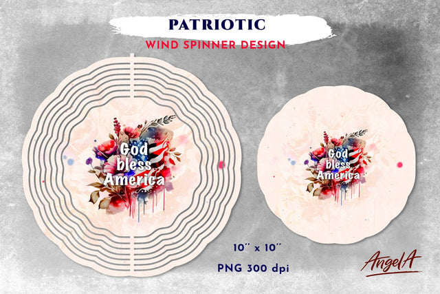 God bless America Wind spinner sublimation design. Patriotic Sublimation Angelina Semenova 