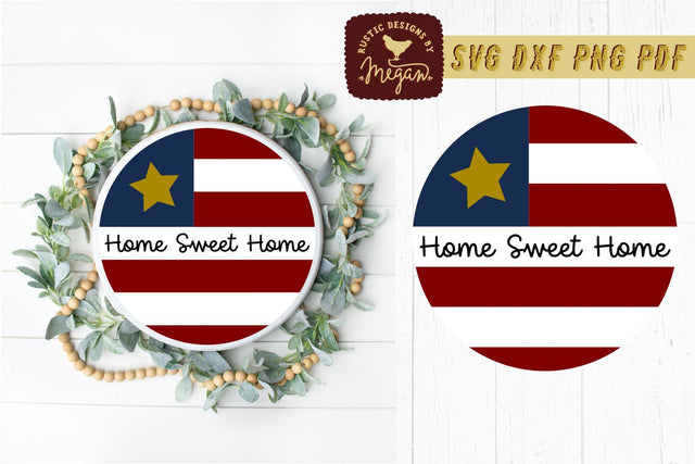 God Bless American Rustic Round American Flag SVG DXF SVG Tinker & Teal 