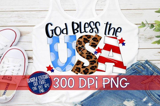 God Bless The USA PNG for Sublimation-July 4th PNG Sublimation Greedy Stitches 