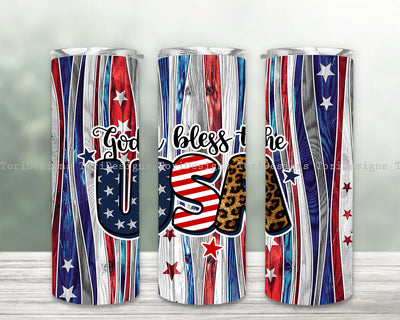 God Bless the USA Tumbler 20 Oz, Stars 4th of July Tumbler, 20 oz Skinny Tumbler, American Flag Tumbler Wrap PNG Sublimation ToriDesigns 