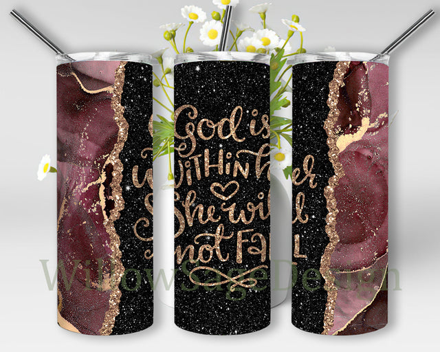 God Is Within Her She Will Not Fall Tumbler Template, Bible Verse 20oz Skinny Wrap, Christian Glitter Tumbler Png, Faith Tumbler, Religious Sublimation Design for Straight, Instant Download Sublimation WillowSageDesign 