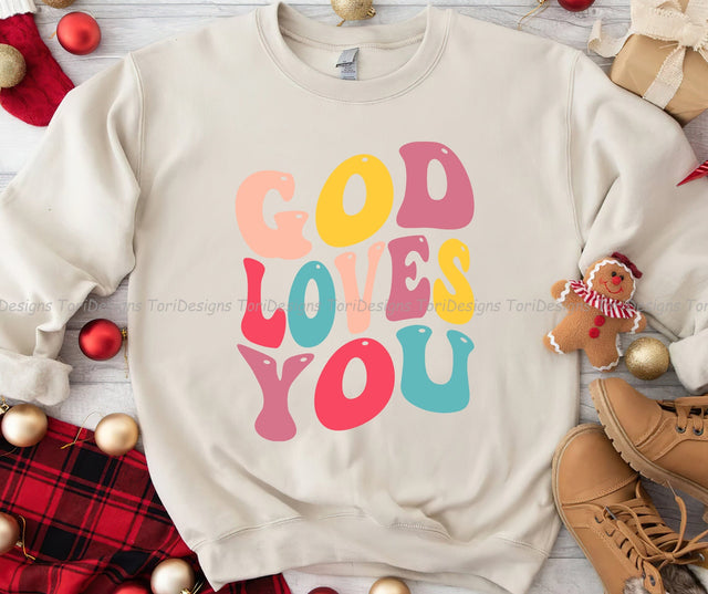 God Loves You PNG sublimation design Sublimation ToriDesigns 